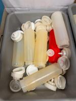 Assorted Commercial Kitchen Lot: Squeeze Bottles, Glass Rack, 8 Qt Pitcher, Bins, Utensils - 5