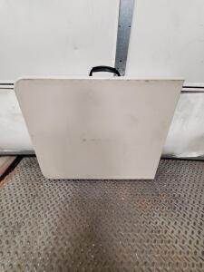Folding Portable Utility Table, 6' Plastic Top, Metal Legs, Beige