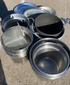 Commercial Stainless Steel Stock Pots & Fry Pan Lot, 12&ndash;40 qt, w/ Lids & Insert