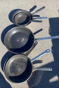 Nonstick Frying Pan Set, 4 Piece, Approx. 8"&ndash;14" Sizes, Metal Handles, Black