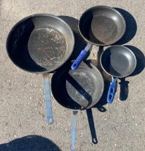 Set of 4 Aluminum Nonstick Frying Pans with Riveted Handles, Assorted Sizes 6"-12"