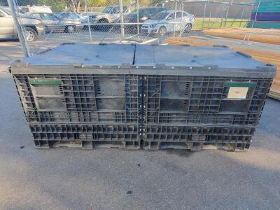Collapsible Plastic Bulk Storage Container, 90"x47"x38", Forklift Entry, Large Capacity