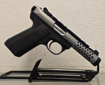 Ruger 22/45 Lite .22 LR Semi-Auto Pistol, 4.4" Threaded Barrel, Silver/Black, Rail, SN: 390-70799