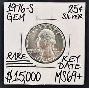 1976-S Silver Washington Quarter Bicentennial, 40% Silver, S-Mint Mark