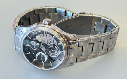 Relic ZR77121 Men's Skeleton Quartz Watch, 42mm Stainless Steel Case, 50M Water Resistance