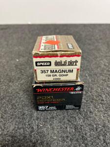 357 Magnum Ammo Lot: Winchester PDX1 Defender (125 gr) & Speer Gold Dot (158 gr), 33 Rounds