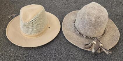Henschel Mesh Breezer Safari Hat Medium USA & Donkey Belly Handmade Wool Felt Hat 7 1/4 Mexico (Shelf B)