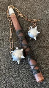 Medieval Double Ball And Chain Flail, Solid Iron Spiked Balls