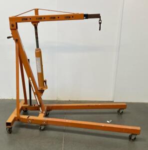 2-Ton Hydraulic Engine Hoist, Adjustable Boom, Foldable, Orange