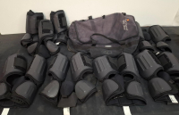 8 Pairs Riot Control Leg & Knee Guards With Bag, Hard Shell, Black, Adjustable Straps. (Shelf I)