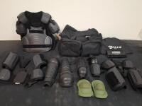 Galls Riot Control Body Armor Set M/L w/ Blackhawk & ALTA Pads, Carry Bags, Shoulder and Leg Protection. ( shelf I)