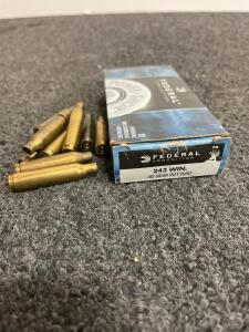 Federal Power-Shok .243 Win 100gr Soft Point Ammo, 16 Live Rounds, 9 Spent Brass, Brass Cases