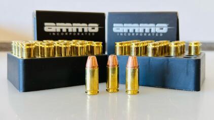 Ammo Inc 9mm Luger 115gr JHP Hollow Point Brass - 40 Cartridges, USA Made