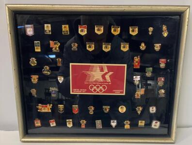 1984 Los Angeles Olympics Limited Edition Sponsor Pin Set &ndash; 48 Enamel Pins in Framed Display (E)