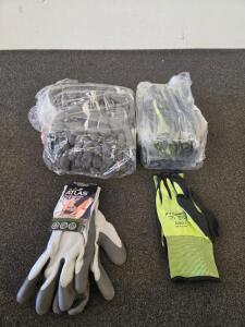 Bulk Lot Pyramex GL621C Hi-Vis XL & Atlas 370 XL Work Gloves, Nitrile Coated, 24 Pairs (Shelf C)