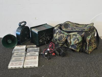 Burnham Bros. Electronic Cassette Game Caller System, 2 Speakers, Bag, 9 Wildlife Call Tapes (Unable to Test Shelf A)