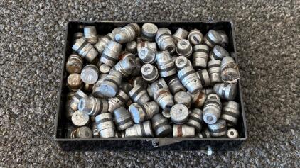 .45 Caliber Hand-Cast Lead SWC Bullets, .452" Diameter, 190 Grain, 57 Count, Lube Grooves Visible