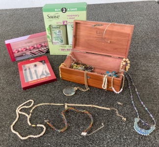 Jewelry Box, Eye Brow Grooming Kit, and Assorted Accessories