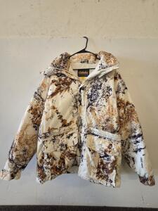 Cabela's Zonz Snow Camo Insulated Hunting Jacket, Men's Medium, Hooded, Vietnam Made (Shelf C)