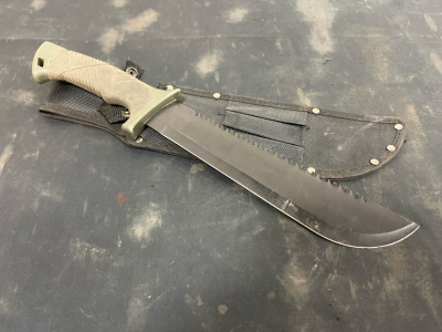 Ozark Trail 18" Machete Sawback Blade, Nylon Sheath, Synthetic Handle, Outdoor Tool