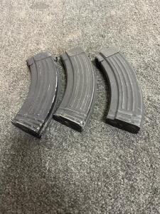 AK47/AKM Style 7.62x39mm 30-Round Steel Magazines - Set of 3, Black, Moderate Wear