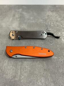 Kershaw Leek 1660OR Orange & Chris Reeve Small Sebenza Titanium Folding Pocket Knives