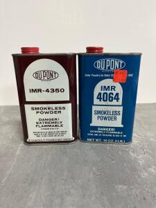 Vintage DuPont IMR-4350 & IMR-4064 1 lb Smokeless Powder Cans, Wilmington DE, Collectible Propellant