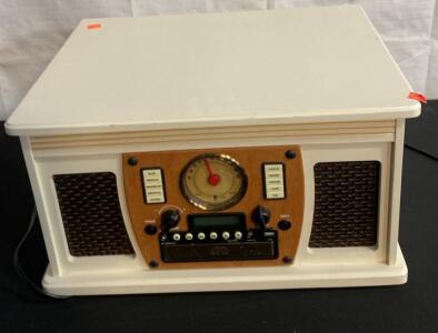 Victrola Navigator 8-in-1 Turntable with CD, Cassette, Radio, Bluetooth, and Remote( Powers On )