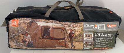 Ozark Trail 6-Person Flex Ridge Tent W944, 13'4" x 8' x 6'6", Steel Poles, Roll-Back Awning (G)