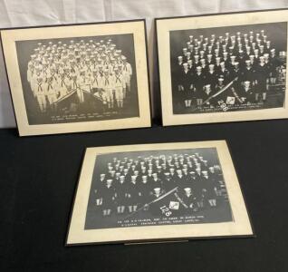 Set of 3 U.S. Navy Great Lakes Recruit Company Graduation Photos 1954-1955 w/ Commander