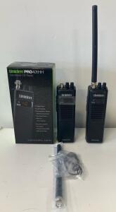 (2)Uniden PRO401HH Handheld CB Radio, 40 Channels, 4W Output, Includes Antenna and DC Adapter (G)