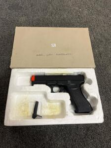 Glock Style Airsoft Pistol, 6mm BB, Boxed, No Magazine, Functional, Polymer Frame, Orange Tip