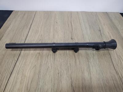 Vintage Rifle Scope 16" Length, Fixed Power ~3x, 0.75" Tube, Dovetail Mounts, Blued Steel