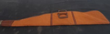 Tan Suede Soft Rifle/Shotgun Case, Leather Trim, 50" Length, Vintage Style, Reinforced Muzzle (I)