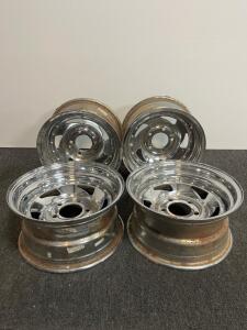Set Of 4 Chrome 14x7 Steel Wheels, 5-Lug, Made In USA