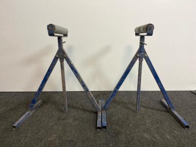 Adjustable V-Roller Stands, 28"-48" Height, 2,200 lbs Capacity Each, Folding Design (F)