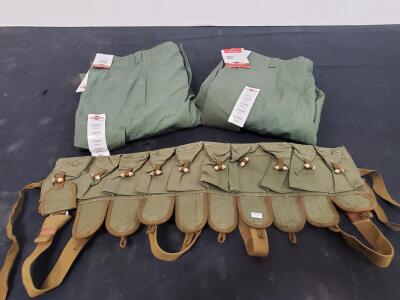 (2) Tru-Spec T.R.U. Pant X-Large Regular Olive Green & Type 56 Canvas Chest Rig 10-Pouch Combo (Fl-E)
