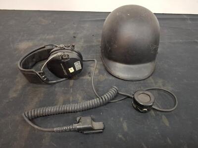Military Ballistic Helmet with MSA Sordin 75324 Communication Headset, Size 58, Black