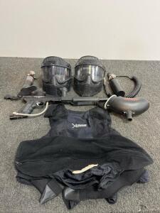 Tippmann 98 Custom Paintball Marker Set w/ PepperBall Loader, 2 Masks, HPA Tank, Vest, Remote (a)