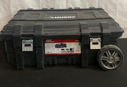 Husky 25 Gallon Mobile Tool Box, Rolling Chest, 34" x 18" x 16", Water/Dust Seal, Made in USA ( H)