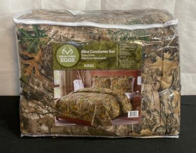 Realtree EDGE King Mini Comforter Set &ndash; Camouflage Pattern, 100% Polyester, Includes Comforter and 2 Shams ( H )