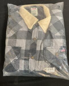 Dickies Sherpa Lined Buffalo Twill Jacket Smoke/Black Plaid + Charcoal Work Jacket, Size L (42-44), New (H)
