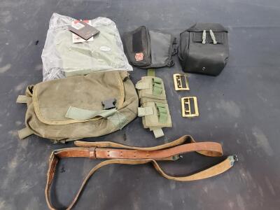 Military Tactical Gear Lot &ndash; TRU-SPEC Combat Shirt XS, ATN Pouch, Leather Strap, Brass Buckles (FL-E)