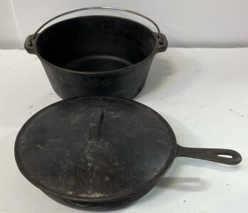Cast Iron Skillet with Lid & Dutch Oven Set, 10.25" Diameter, Seasoned Finish