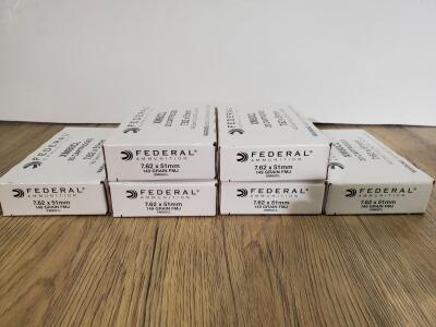 Federal XM80CL 7.62x51mm NATO 149gr FMJ, 120 Rounds, Brass Case, 6 Boxes