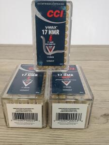 150 Rounds CCI 17 HMR 17gr V-MAX Polymer Tip & TNT Hollow Point Rimfire Ammo 2550fps