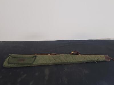 BOWI Canvas Rifle/Shotgun Case, 50" Soft Padded, Olive Green, Leather Strap & Pocket (I)