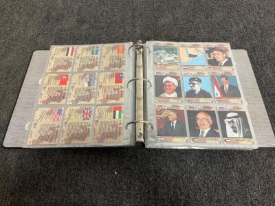 1991 Pro Set Desert Storm Trading Card Binder Set + Damn! Saddam! Satirical Cards, Military Leaders