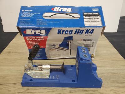 Kreg Jig K4 Pocket Hole Jig System with Box, Adjustable Clamp, 3 Drill Guide Bushings (E)