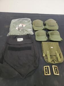 Military/Tactical Gear Lot - Pads, Shirt, Bag, Pouch, Buckles (Blackhawk!, TRU-SPEC, PROTECH, East German) (FL-E)